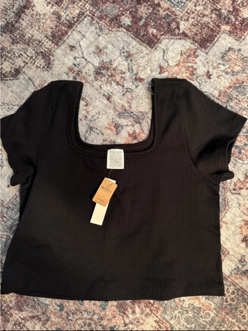 Victoria’s Secret pink Ribbed Square Neck Black Crop Top - Women's